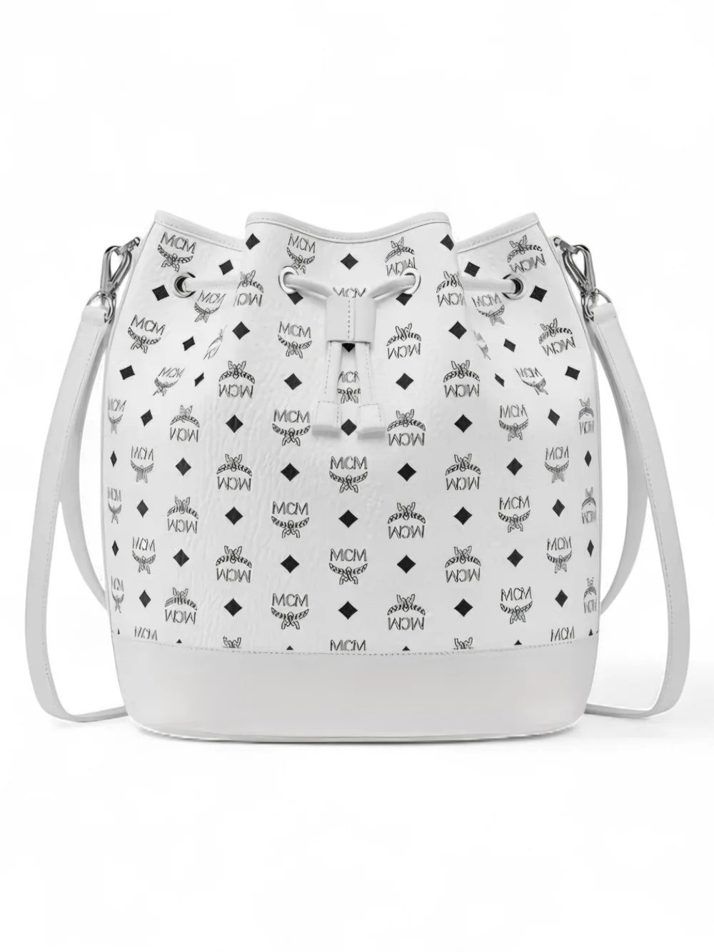 MCM White Visetos Bucket Bag - Picture 2 of 6